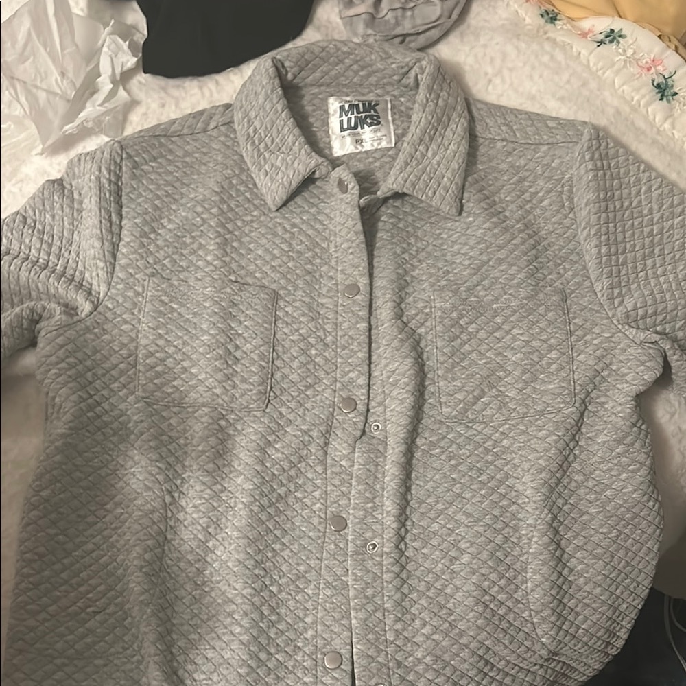 Muk Luks Quilted Gray Jacket NWT